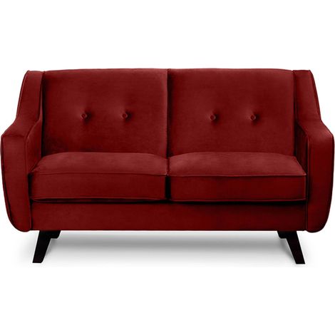 KONSIMO TERSO Sofa, 2 Sitzer im zeitlosen Design, Velours-Bezug, rotweinfarben (1/5)