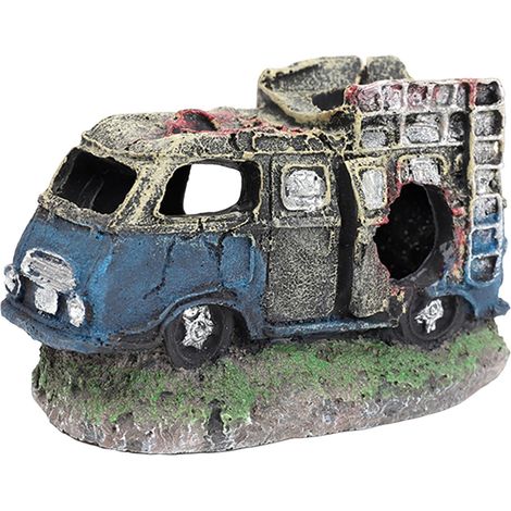 Epave Automobile - Décoration Aquarium - Abri Pour Crustacés Et Poissons - Dimensions 12,5 x 7,5 x 8 cm - 1 Pièce (1/5)