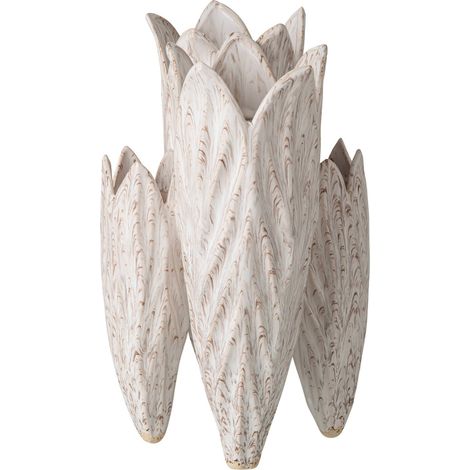 Vase beige en poterie effet pétales - beige clair (1/4)
