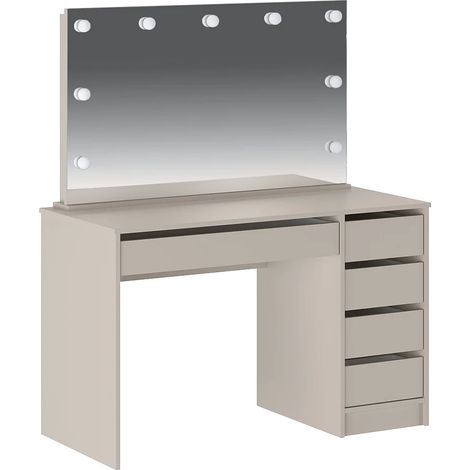 Mobile trucco con specchio con LED 5 cassetti Beige - JENEMI (1/5)