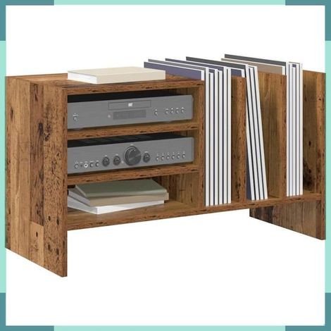 Meuble à vinyles - 891078 - Bois ancien - 6 étagères - 78,5 x 35 x 45 cm (1/5)