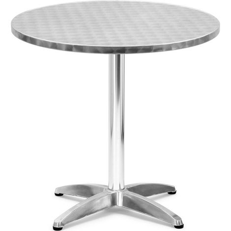 Mesa de jardín redonda en aluminio y acero inoxidable diámetro 70 x altura 72 cm. (1/2)