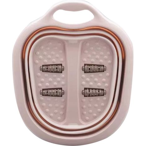Faltbares und tragbares Spa-Becken mit Fußmassagerollen – Linderung von Schmerzen und Müdigkeit – Rosa (1/5)