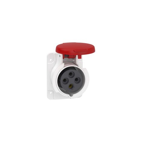 Toma embutir RECTO 16A 380V IP44 - SCHNEIDER con protección IP44 y 3 polos.