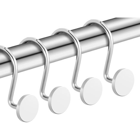 Silberne Duschvorhanghaken, rostfreie Duschvorhangringe, Duschvorhangstangenhaken aus Metall, 12-teiliges Set für dekorative und moderne Duschvorhangstangen, rundes und robustes Design