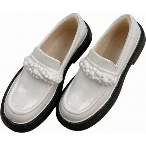 Doll Moccasins OB22 Round Toe Doll Moccasins OB24 Smooth Surface 1/6 Scale Figure Shoes, White (1/5)