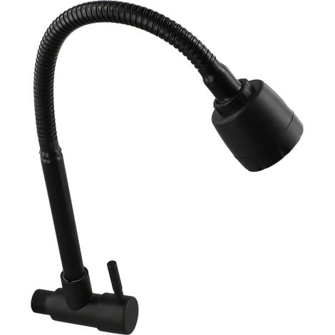 Robinet mural de lavabo, inox, noir, eau froide, monocommande (1/5)