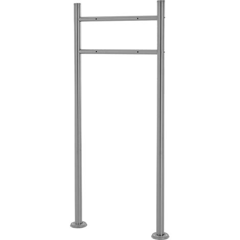 ML-Design Support de Boîte aux Lettres en Acier Inoxydable Thermolaqué, Argent Métallisé, Haut 120cm, Rond, Sur Pied, Poteaux de Boîte aux Lettres à Visser, 6 Ancrages de Sol, Accessoire Modern Maison