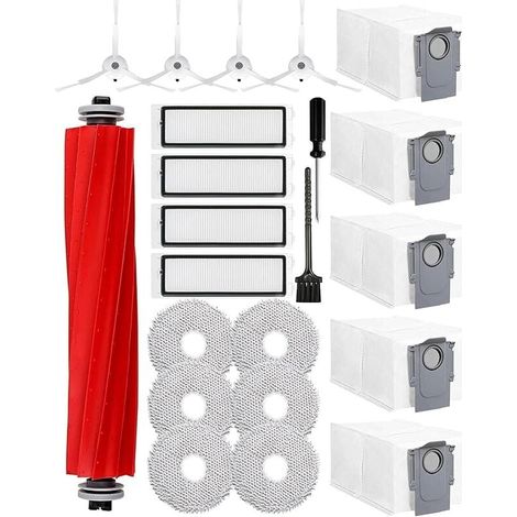 Accessoires pour aspirateur Roborock Qrevo Pro/Qrevo S/Qrevo MaxV, 1 brosse principale, 4 filtres HEPA, 5 sacs à poussière (1/4)
