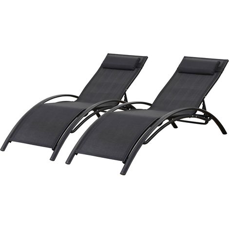 Sonnenliege aus Aluminium 2er-Set Beauty "Phoenix" Schwarz (1/3)
