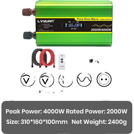 Inverter a onda sinusoidale pura per camper e campeggio, 12V con telecomando. (1/2)