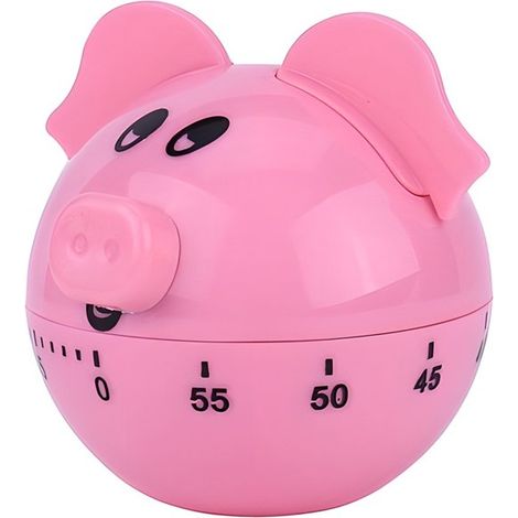 Minuteur mécanique de cuisine - Alarme compte à rebours - 1 pièce - Rose cochon (1/5)