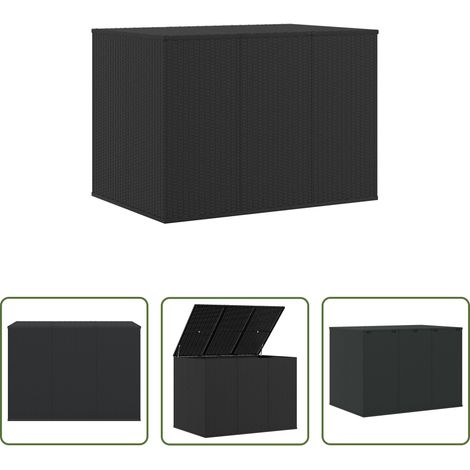 Kissenbox - Garten-Kissenbox PE Rattan 145x100x103 cm Schwarz (1/5)