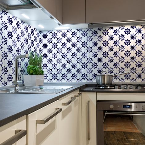 Sticker Mural Carrelage adhésif Cuisine Salle de Bain - 30 STICKERS CARREAUX DE CIMENT AZULEJOS MILO - 30stickers10x10cm (1/5)