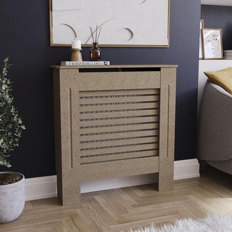 Cache-radiateur - Petit - Lattes Horizontales Modernes pour Une Circulation optimale - H82xW78xD19cm - MDF Non Peint Idéal pour Salon et Couloir (1/5)