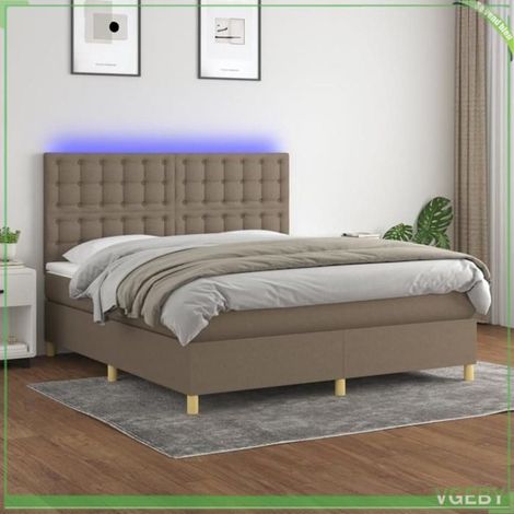 Sommier tapissier - Mod. 3135777 - 180x200 cm - Tête de lit réglable - Bandes LED colorées (1/5)