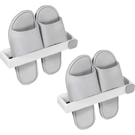2 Porte-chaussons, installation sans clous, support mural ajustable, pour salle de bain et dressing (1/5)