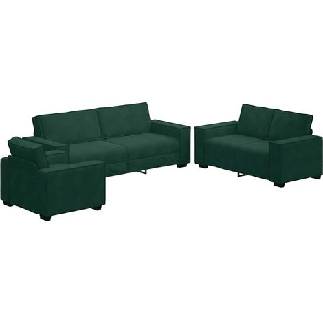Maison Exclusive - Set di Divani 3 pz con Cuscini Verde scuro in Velluto (1/5)