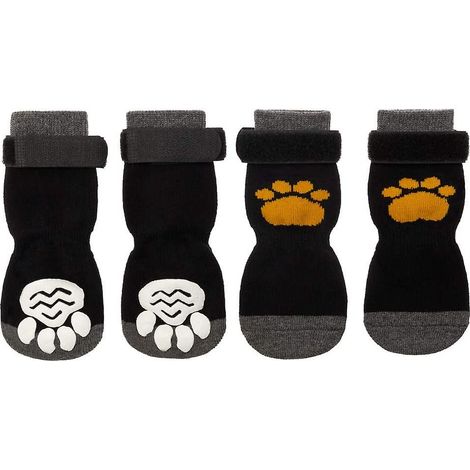 Chaussettes Anti-dérapantes Pour Chiens - Coton Respirant Avec Semelle En Gel Silicone - Ajustables Par Boucle Élastique - 4 Pièces (1/5)