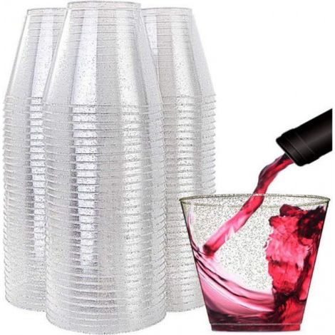 25 gobelets en plastique à paillettes 9 oz/270 ml gobelets en plastique réutilisables gobelets à paillettes élégants tasses de mariée tasses de fête recyclables (1/5)