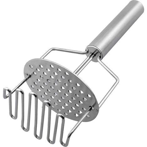 Práctico machacador de patatas de acero inoxidable, resistente machacador de patatas para cocinar alimentos (1/5)
