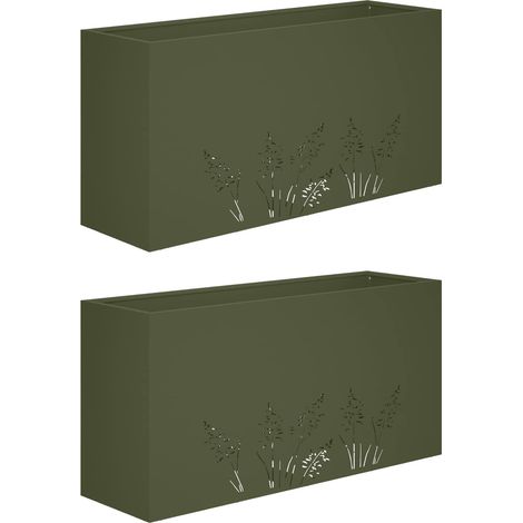 Vaso da giardino 2 pz Verde Oliva 100 x 20 x 49 cm vidaXL (1/5)