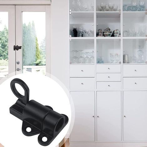 4 Pièces Verrou Porte à Rebond, Loquet Porte Ressort Automatique Noir avec Vis pour Portes en Bois et Fenêtres Armoires Penderies (1/5)