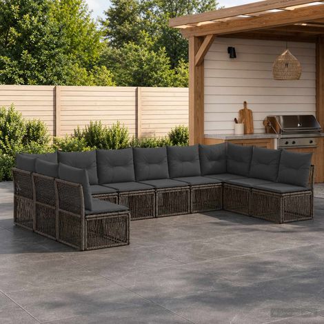 Set Divano da Giardino 10 pcs Grigio polyrattan vidaXL (1/5)