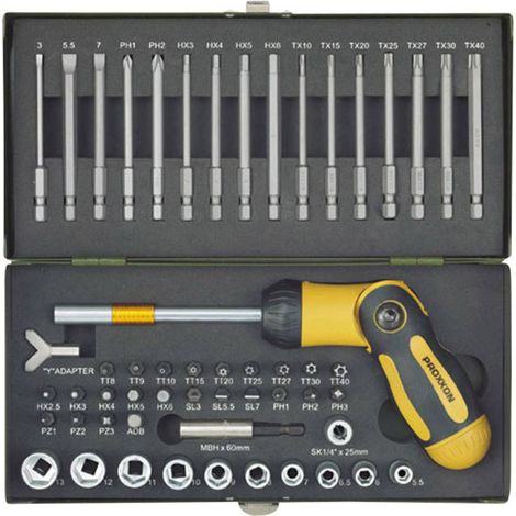 Proxxon Industrial 23104 Jeu d'embouts 54 pièces 6 pans intérieurs (TX), 6 pans intérieurs, vis à fente, vis Pozidriv, (1/2)