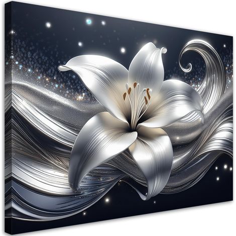 Quadro su tela, Fiore d'argento naturale - 90x60 (1/5)