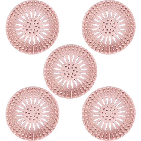 Cache-cheveux en silicone durable pour bonde de douche, facile à installer et à nettoyer, convient pour baignoire et salle de bain (rose)