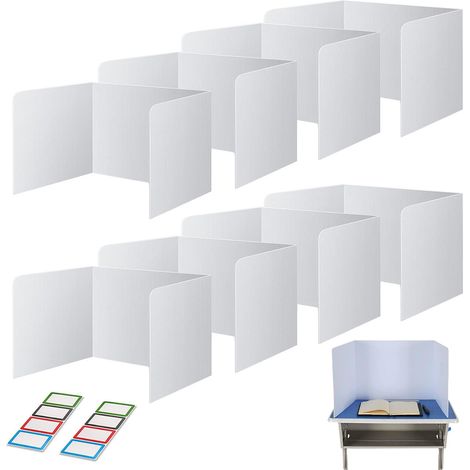8 x Folding Desk Divider, Table Privacy Divider, Table Divider Panel for Library, Office, School (1/5)