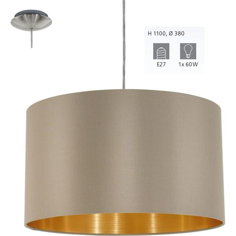 Lampadario A Sospensione Contemporaneo Maserlo Acciaio Nichel Tortora 1 Luce E27 (1/5)