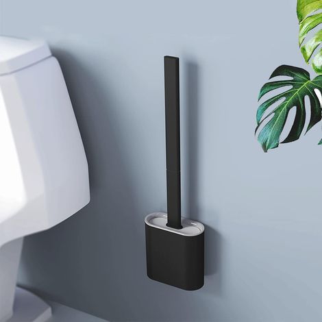 Brosse de toilette en silicone flexible – tête pliable pour un nettoyage en profondeur – poignée antidérapante ergonomique – base ventilée pour un séchage facile et rapide (1/5)