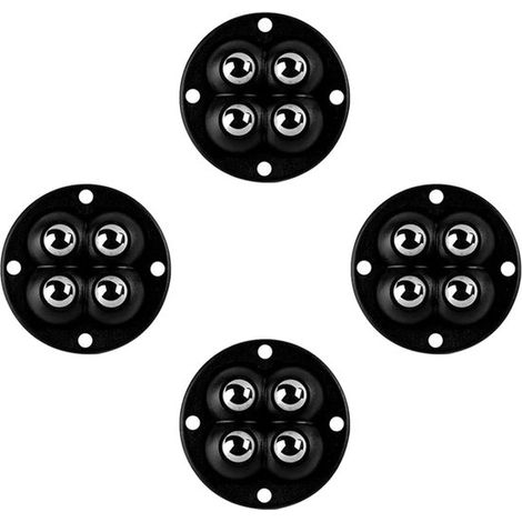Lot de roulettes autocollantes universelles en acier inoxydable, pivotantes à 360°, pour meubles et boîtes de rangement, noir (1/5)