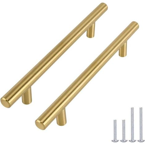 Lot de 10 Poignee Meuble Dorée Poignée Meuble Laiton Poignée Dorée -LS201GD160 Laiton Brossé Poignée Inoxydable Entraxe 160mm (1/4)