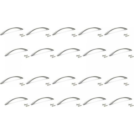 Set di 20 maniglie per mobili, lunghezza 160 mm, interasse 128 mm, in zamak, nichel satinato. (1/4)