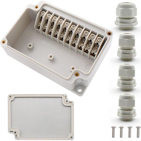 Boite de Derivation Etanche IP67, 10P avec Bornier à Vis, Dimensions 109×75×40mm, avec Connecteurs PG11 PG16, Boitier Etanche Electrique Exterieur, DIY Perçage (1/5)