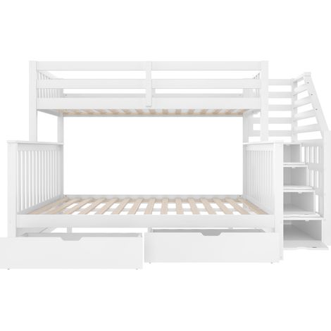 Litera 90 x 200 y 140 x 200 con cajones y almacenaje, blanca (1/5)
