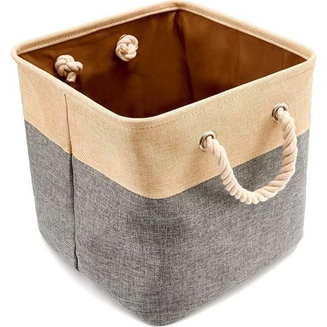 Panier à linge pliable en coton - Marron (1/4)