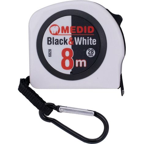 Maßband weiß Black & White 8m 28mm MEDID - 6828