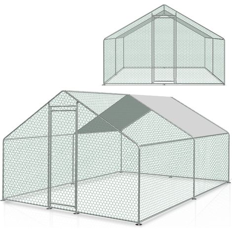 Hengda – Enclos poulailler grillagé 3x3x2m – Acier durable – Toit PE étanche et résistant aux UV – Porte verrouillable pour sécurité (1/7)