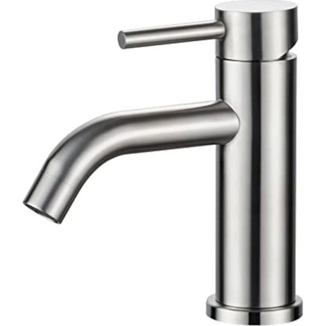 Basin Mixer Tap - Single Handle Bathroom Faucet, Low Noise Ceramic Pull Down Basin Faucets, Stainless Steel Body, Grey (1/5)