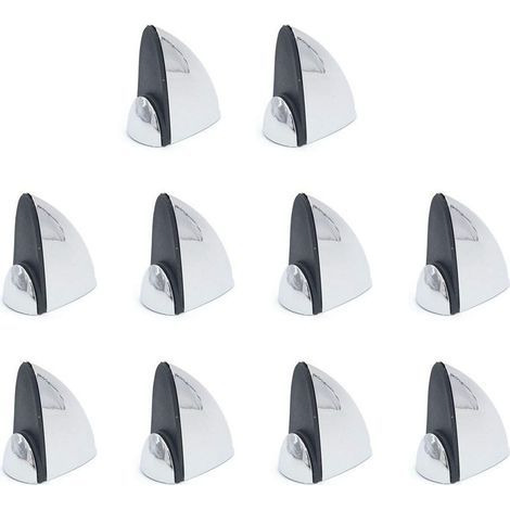 Juego de 10 clips de vidrio para estantes de madera/vidrio, soporte de madera con forma de boca de pez, sujeción ajustable de 3 a 16 mm de grosor, acabado en aleación de zinc cromado. (1/5)