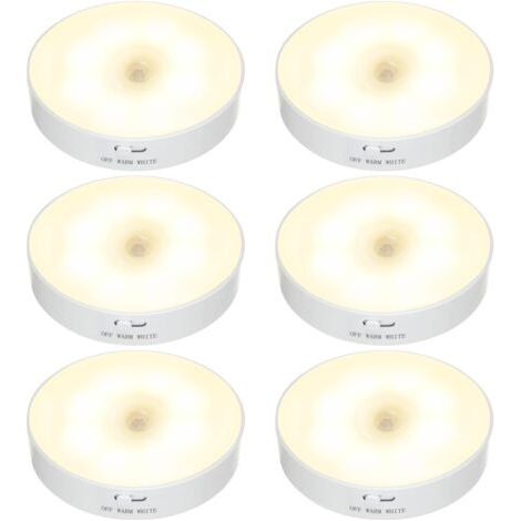 Paquet de 6 veilleuses LED sans fil, lampe de sécurité alimentée par batterie rechargeable USB pour escalier, chambre à coucher, salon, salle de bain, armoire, garage, cuisine sous les armoires Réglet (1/4)