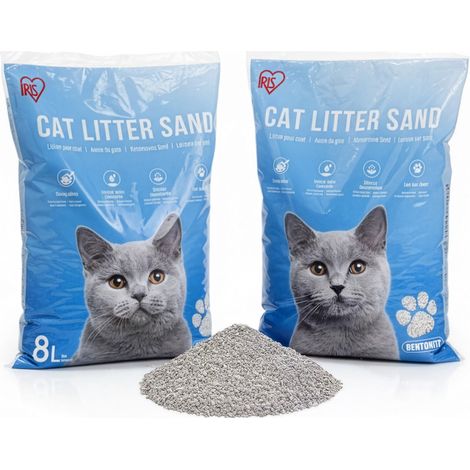 Sac litière agglomérante pour Chat, Légère et Naturel en Bentonite, sans Odeur, Lot de 2, L48 x P35 x H7 cm, sans poussière, pour Chats, KF-80, Naturel (1/5)