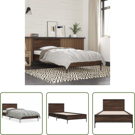 Lit bois - Cadre de lit sans matelas chêne marron 75x190 cm (1/5)