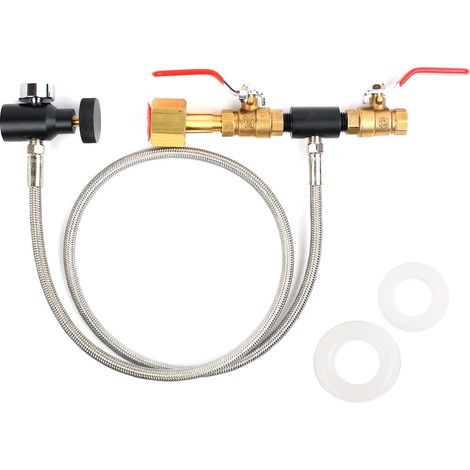W21.8 CO2 Tuyau d'adaptateur de recharge pour cylindre de CO2 Kit de connexion Soda Stream Maker (avec tuyau de 36" et manomètre à double valve 3000PSI)