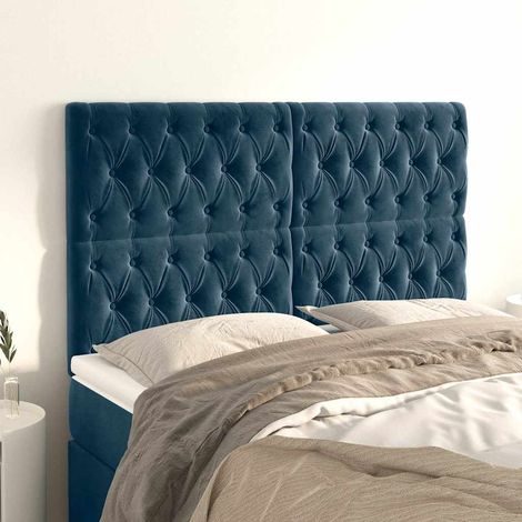Tête de lit en velours bleu foncé 160 cm, hauteur réglable 118/128 cm - PANGIVO (1/5)