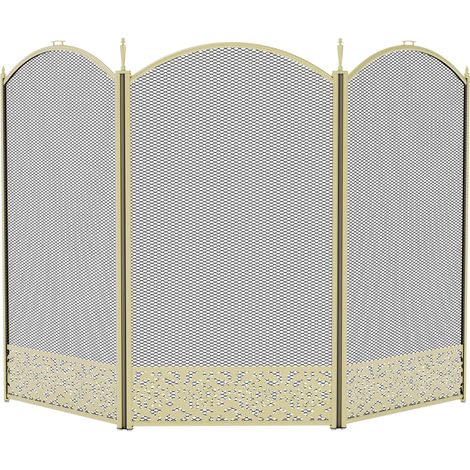 Ingleton 3 Panel Fire Guard Fireplace Screen Fence, Brass (1/5)